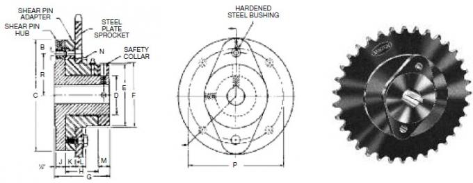 Martin Sprockets, type 25B, 35B, 40B, 41B, 50B, 60B, 80B, 100B, 120B, 140B, 160B, 180B, 200B, 240B