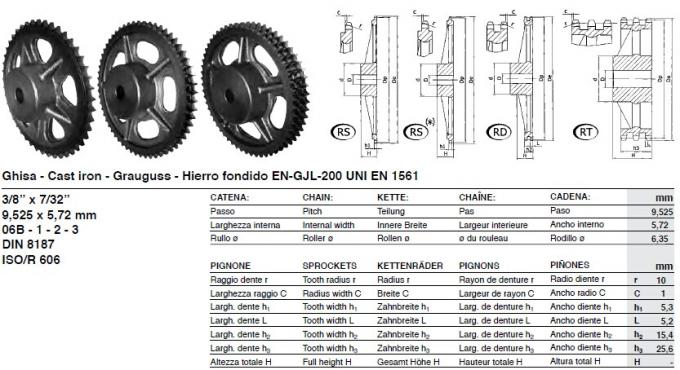 StandaardHet Gietijzertand van SATI, type 25A, 35A, 40A, 50A, 60A, 80A, 100A, 120A, 140A, 160A, 25B, 35B, 40B