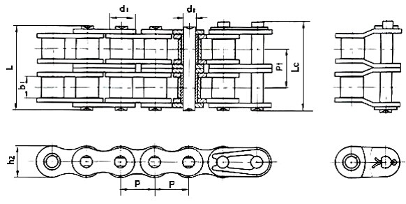 Het lopen Tractorkettingen, type 08B-2, 12A-2, 12AH-2
